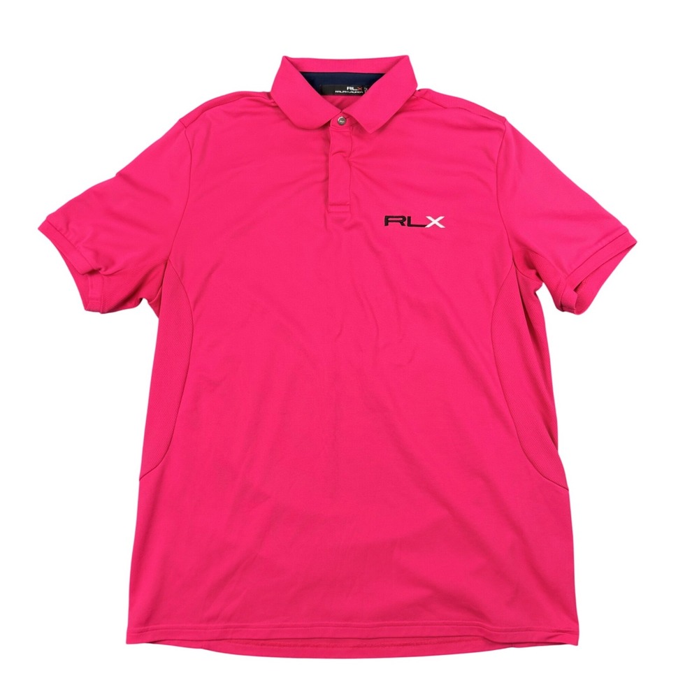 RLX Ralph Lauren Performance Golf Polo Shirt Mens Large Pink Short Sleeve